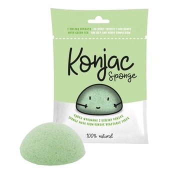 Diet-Food, gąbka konjac do twarzy, zielona, 1 szt.