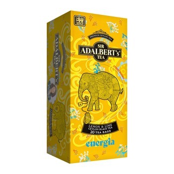 Adalbert's tea, Energia, lemon & lime ceylon black tea, czarna herbata, saszetki, 20 x 2 g