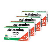 Zestaw 4 x Melatonina Lek-AM, 5 mg, tabletki, 15 szt. https://azcdn.doz.pl/image/d/product/f74fc777-scale-180x180.png