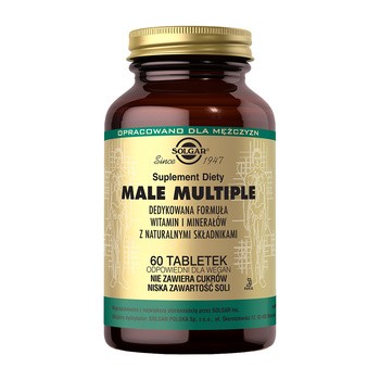 Solgar Male Multiple, witaminy z likopenem dla mężczyzn, tabletki, 60 szt.
