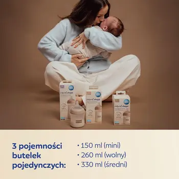 Canpol Babies Natural Shape, butelki ze smoczkiem dwustrefowym, 150 ml, przepływ wolny, 2 szt.