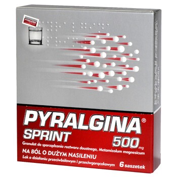 Pyralgina Sprint, 500 mg, granulat do sporządzania roztworu doustnego, 6 saszetek