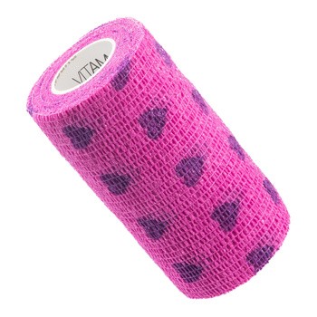 Vitammy Autoband, kohezyjny bandaż elastyczny, 10 cm x 4,5 m, fioletowe serca, 1 szt.
