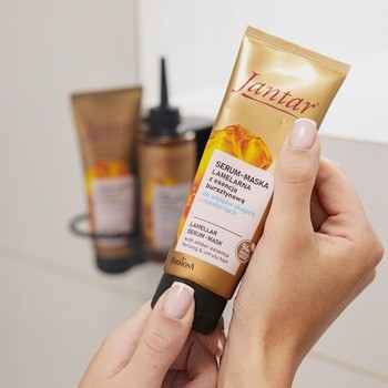 Farmona Jantar, lamelarne serum-maska z esencją bursztynową do włosów długich, zniszczonych i niesfornych, 100 ml