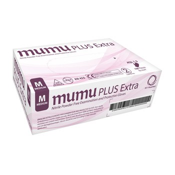 Mumu Plus Extra, nitrylowe rękawice diagnosytyczne, bezpudrowe, niebieskie, r. M, 100 szt.