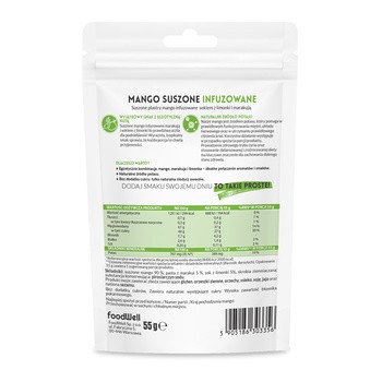 Purella Superfoods, mango suszone, infuzowane marakują i limonką, 55 g