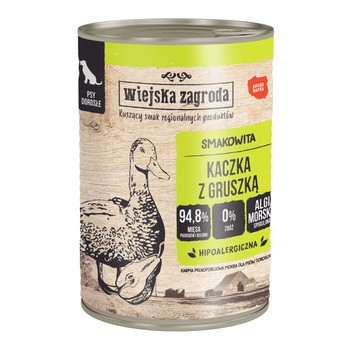 Wiejska Zagroda Kaczka z gruszką, mokra karma dla psa, 400 g