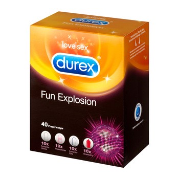 Zestaw Durex Fun Explosion, 40 szt.+ Durex żel 2in1