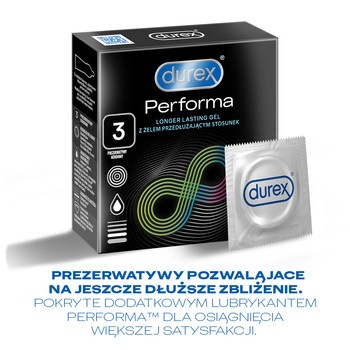Durex Performa, prezerwatywy ze środkiem nawilżającym, 3 szt.