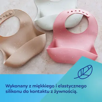 Canpol Babies, śliniak silikonowy z kieszonką, beżowy, 1 szt.