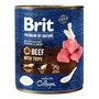 Brit Premium by Nature, pełnoporcjowa karma mokra dla psów dorosłych w puszce, wołowina z flakami, 800 g