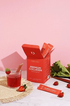 Natu Care Premium Collagen 5000 mg, saszetki z proszkiem, smak truskawka-rabarbar, 30 szt.