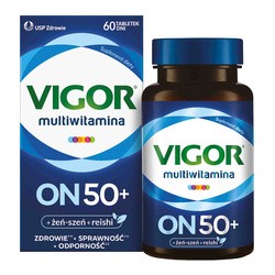 Vigor multiwitamina ON 50+ zestaw witamin i minerałów z żeń-szeniem i reishi, tabletki, 60 szt.
