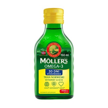 Moller`s Tran Norweski o aromacie cytrynowym, płyn, 150 ml