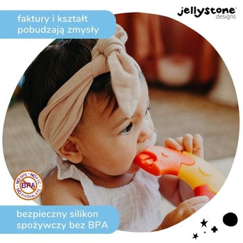 Jellystone Designs, silikonowe puzzle sensoryczne dla niemowlaka, tęczowe kółko, 6 szt.
