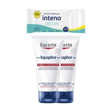 Zestaw 2 x Eucerin Aquaphor, maść regenerująca do skóry suchej, popękanej i podrażnionej + INTENO Soft Care, chusteczki pielęgnacyjne, 10 szt.