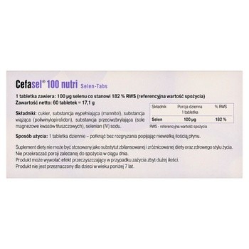 Cefasel 100 nutri, Selen-Tabs, tabletki, 60 szt.