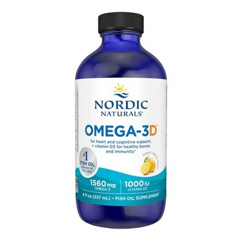 Nordic Naturals, Omega-3D 1560 mg, płyn, smak cytrynowy, 237 ml