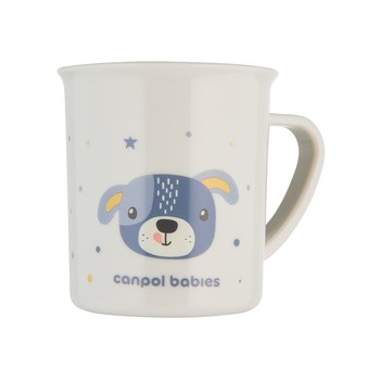 Canpol Babies, kubek plastikowy z uchem dla dziecka Cute Animals, 170 ml, niebieski, 1 szt