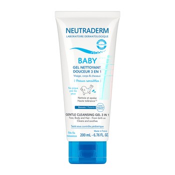 Neutraderm Baby, delikatny żel do mycia 3 w 1, 200 ml