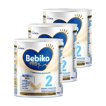 Zestaw 3x Bebiko PRO+ 2, mleko następne dla niemowląt powyżej 6. miesiąca życia, proszek, 700 g