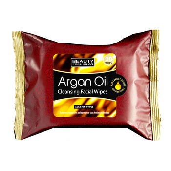 Beauty Formulas, oczyszczające chusteczki z olejkiem arganowym, 30 szt.