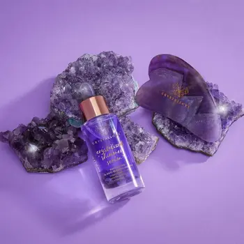 Zestaw Crystallove, serum do twarzy z ametystem, 30 ml + płytka do masażu gua sha, 1 szt.