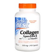 Doctor's Best, Collagen Types 1 and 3 with Peptan and Vitamin C, 500 mg, kapsułki, 240 szt.        