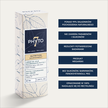 Phyto 7, Odżywczy krem na dzień do włosów bardzo suchych, 50 ml