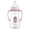 Canpol Babies Easy Start, butelka antykolkowa z uchwytami Bonjour Paris, różowa, 300 ml, 1 szt.