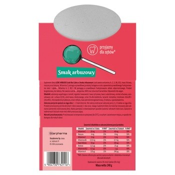 Lizik! Arbusio, lizaki bez cukru o smaku arbuzowym, display, 30 szt.