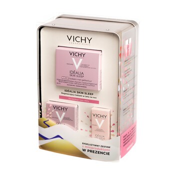 Zestaw Promocyjny Vichy Idealia, balsam-żel na noc, 50 ml + rozświetlający krem, skóra normalna, 15 ml + serum, 7 ml