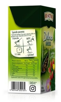 Big-Active, Zielona herbata z opuncją, liściasta, 100 g