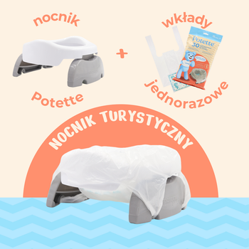 Potette 2w1, Wielofunkcyjny nocnik z wkładem silikonowym i biodegradowalnymi wkładami, różowo-biały