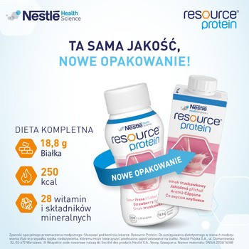 Resource Protein, płyn o smaku truskawkowym, 4 x 200 ml