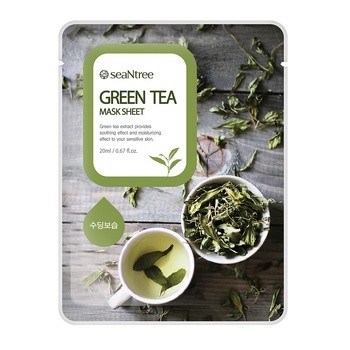 SeaNTree Green Tea Mask Sheet, maseczka na bawełnianej płachcie z ekstraktem z zielonej herbaty, 20 ml