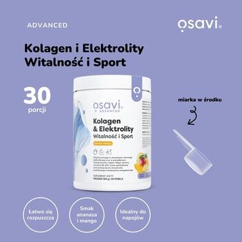 Osavi Kolagen & Elektrolity Witalność i Sport, proszek, smak ananas-mango, 390 g