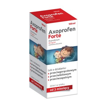 Axoprofen Forte, 40 mg/ml, zawiesina doustna,100ml, butelka+strzykawka doustna.