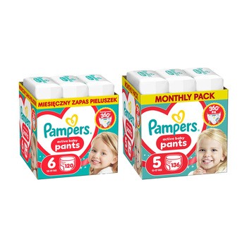 Zestaw Pampers Active Baby Pants, 6, (13-19 kg), 120 szt. + 5, (11-17 kg), 136 szt.