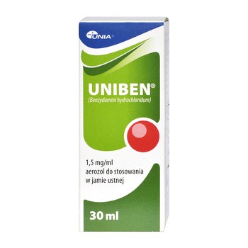 Uniben, 1,5 mg/ml, aerozol do stosowania w jamie ustnej, 30 ml
