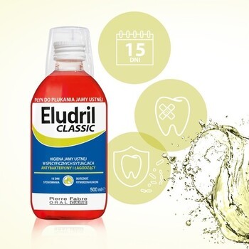 Zestaw Eludril Classic, płyn do płukania jamy ustnej, 500 ml + Elgydium Clinic Perioblock Pro, pasta do zębów, 50 ml