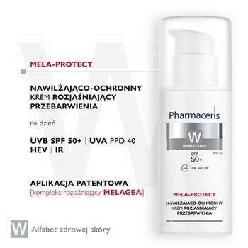 Pharmaceris W Mela-Protect, nawilżająco-ochronny krem rozjaśniający przebarwienia SPF50+, 50 ml
