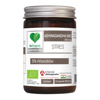 BeOrganic Ashwagandha KSM-66 5% BIO, kapsułki, 50 szt.