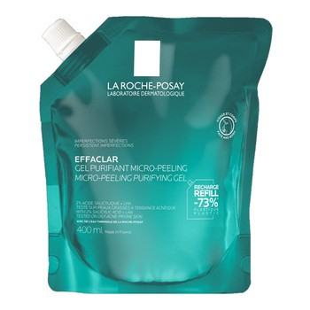 La Roche-Posay Effaclar, micro-peeling żel mikrozłuszczający oczyszczający do twarzy i ciała, refill, 400 ml