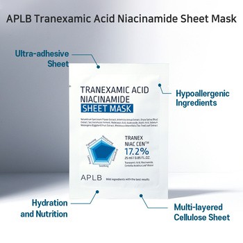 APLB Tranexamic Acid Niacinamide Sheet Mask, rozjaśniająca maska w płachcie z kwasem traneksamowym i niacynamidem, 25 ml