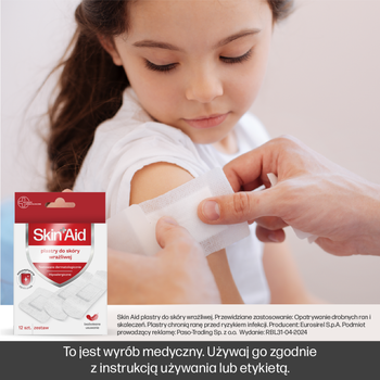 Skin Aid, plastry do skóry wrażliwej, 12 szt.