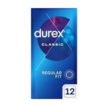 Durex Classic, prezerwatywy ze środkiem nawilżającym, 12 szt.