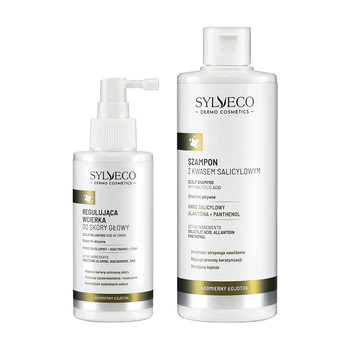 Zestaw Sylveco Dermo Nadmierny Łojotok, szampon z kwasem salicylowym, 300 ml + regulująca wcierka do skóry głowy, 145 ml