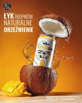 Diet-Food, Cocosa, Woda kokosowa niegazowana z sokiem z mango, 330 ml
