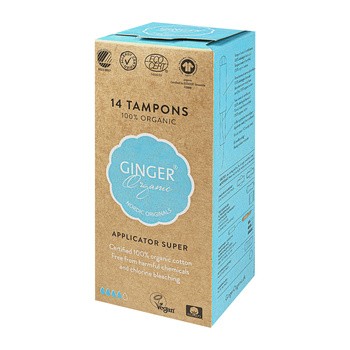 Ginger Organic, tampony z aplikatorem, rozmiar Super, 14 szt.